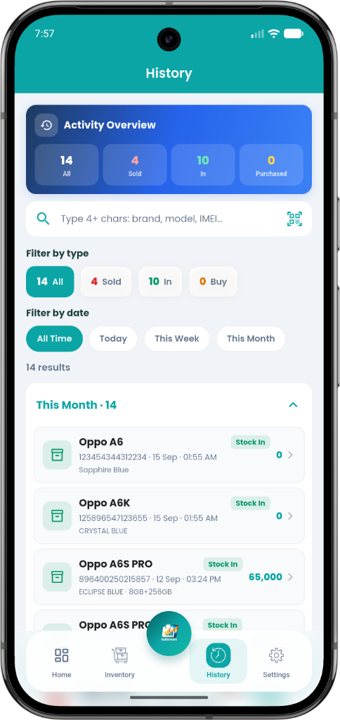 SellSmart history on Android
